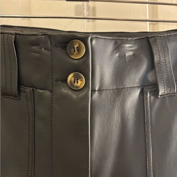 Anthropologie Maeve Flare leg Pants Faux Leather High-Waisted - Picture 6 of 12